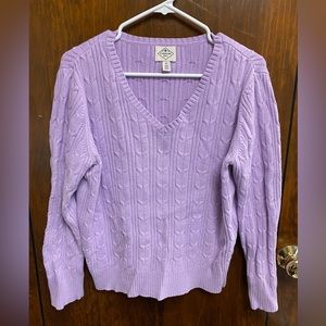 St Johns Bay Sweater Womens Extra Large Lavender Cable Long Sleeve Pullover